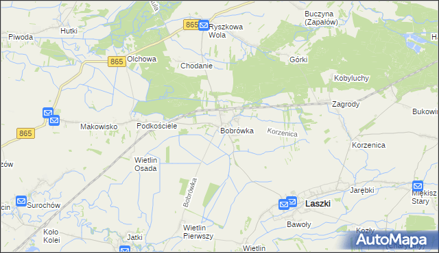 mapa Bobrówka gmina Laszki, Bobrówka gmina Laszki na mapie Targeo
