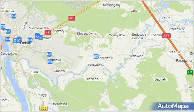 mapa Bobrowniki gmina Ryki, Bobrowniki gmina Ryki na mapie Targeo