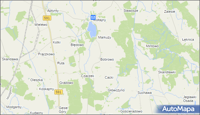 mapa Bobrowo gmina Barciany, Bobrowo gmina Barciany na mapie Targeo