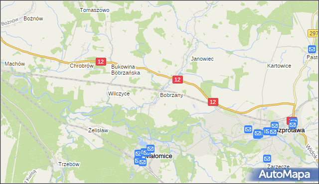 mapa Bobrzany, Bobrzany na mapie Targeo