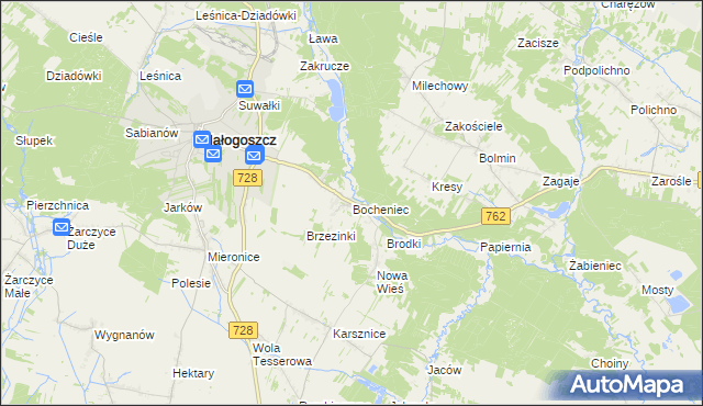 mapa Bocheniec gmina Małogoszcz, Bocheniec gmina Małogoszcz na mapie Targeo