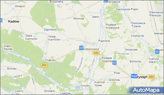 mapa Bodzanowice, Bodzanowice na mapie Targeo