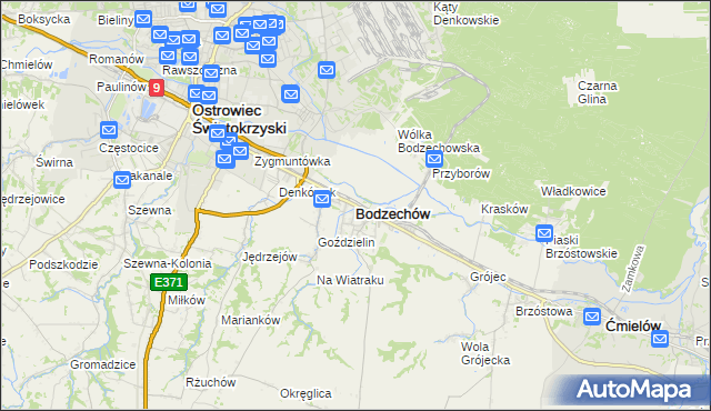 mapa Bodzechów, Bodzechów na mapie Targeo