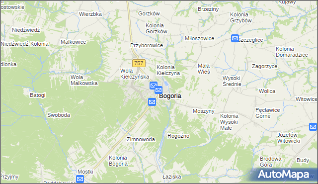 mapa Bogoria powiat staszowski, Bogoria powiat staszowski na mapie Targeo