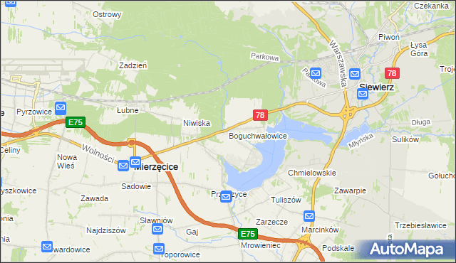 mapa Boguchwałowice, Boguchwałowice na mapie Targeo