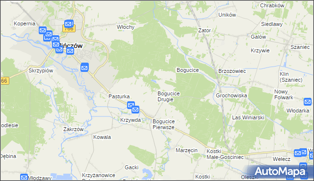 mapa Bogucice Drugie, Bogucice Drugie na mapie Targeo