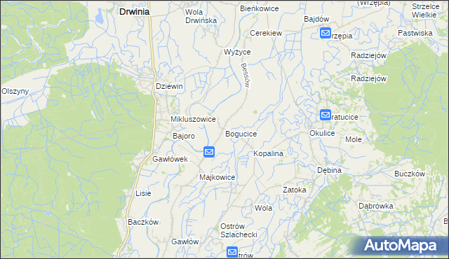 mapa Bogucice gmina Bochnia, Bogucice gmina Bochnia na mapie Targeo