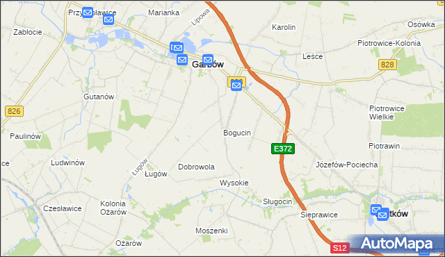 mapa Bogucin gmina Garbów, Bogucin gmina Garbów na mapie Targeo