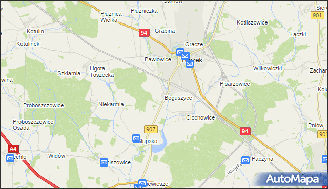 mapa Boguszyce gmina Toszek, Boguszyce gmina Toszek na mapie Targeo