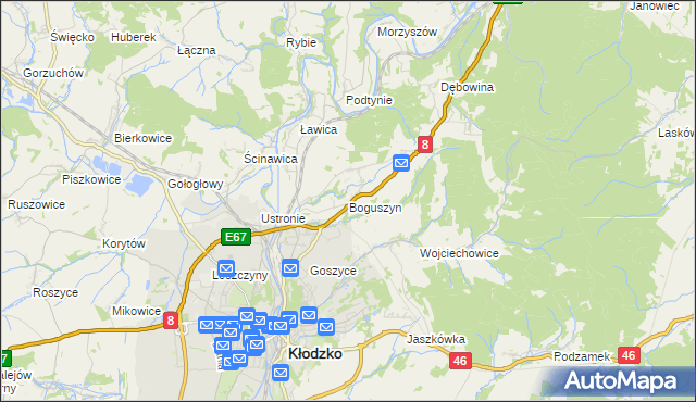mapa Boguszyn gmina Kłodzko, Boguszyn gmina Kłodzko na mapie Targeo
