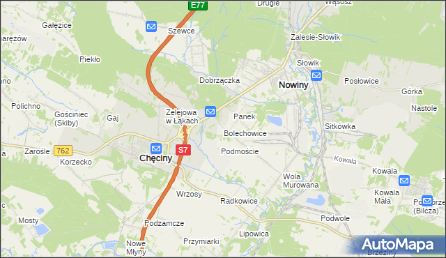 mapa Bolechowice gmina Sitkówka-Nowiny, Bolechowice gmina Sitkówka-Nowiny na mapie Targeo