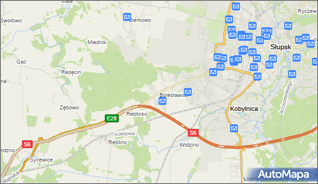 mapa Bolesławice gmina Kobylnica, Bolesławice gmina Kobylnica na mapie Targeo