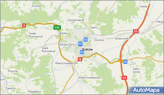 mapa Bolków powiat jaworski, Bolków powiat jaworski na mapie Targeo