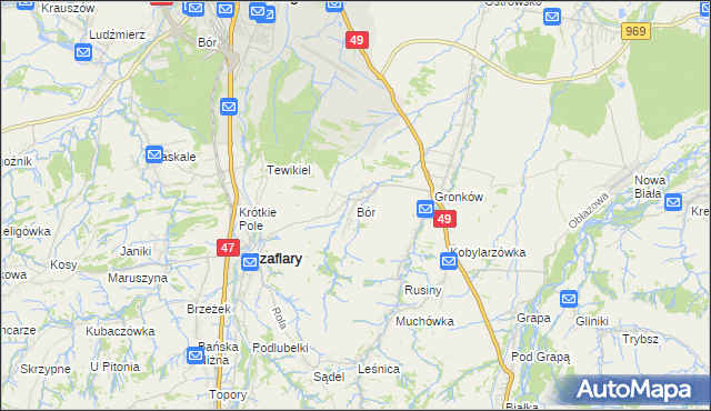 mapa Bór gmina Szaflary, Bór gmina Szaflary na mapie Targeo