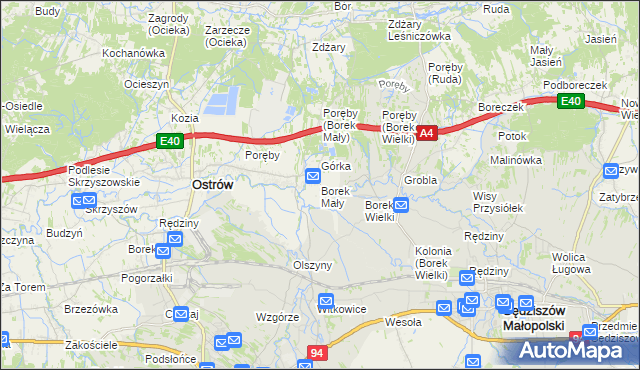 mapa Borek Mały, Borek Mały na mapie Targeo