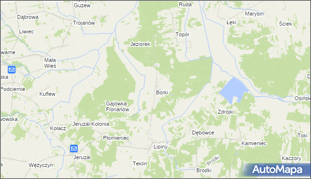 mapa Borki gmina Mrozy, Borki gmina Mrozy na mapie Targeo