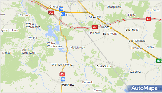 mapa Borki-Kosiorki, Borki-Kosiorki na mapie Targeo