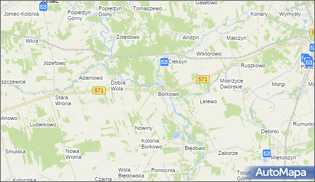 mapa Borkowo gmina Nasielsk, Borkowo gmina Nasielsk na mapie Targeo