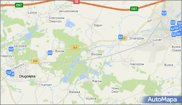 mapa Borowa gmina Długołęka, Borowa gmina Długołęka na mapie Targeo