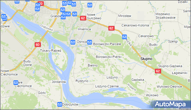 mapa Borowiczki-Pieńki, Borowiczki-Pieńki na mapie Targeo