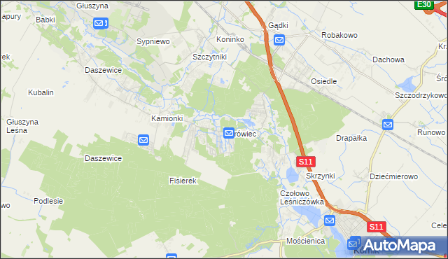 mapa Borówiec gmina Kórnik, Borówiec gmina Kórnik na mapie Targeo