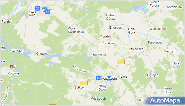mapa Borowiec gmina Krasocin, Borowiec gmina Krasocin na mapie Targeo