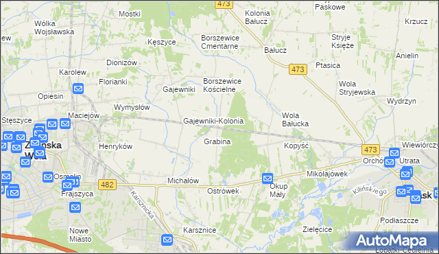 mapa Borszewice Kolejowe, Borszewice Kolejowe na mapie Targeo