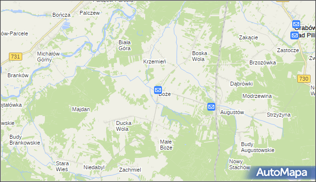 mapa Boże gmina Stromiec, Boże gmina Stromiec na mapie Targeo