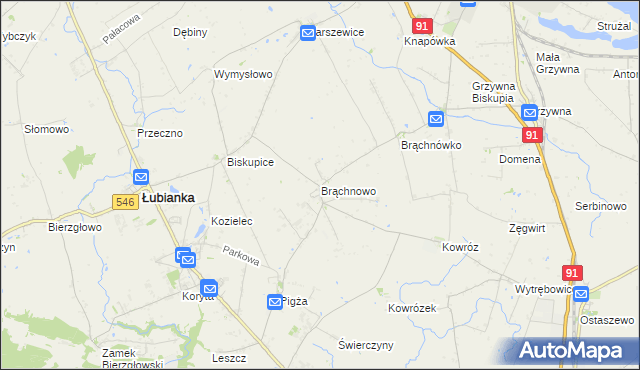 mapa Brąchnowo, Brąchnowo na mapie Targeo