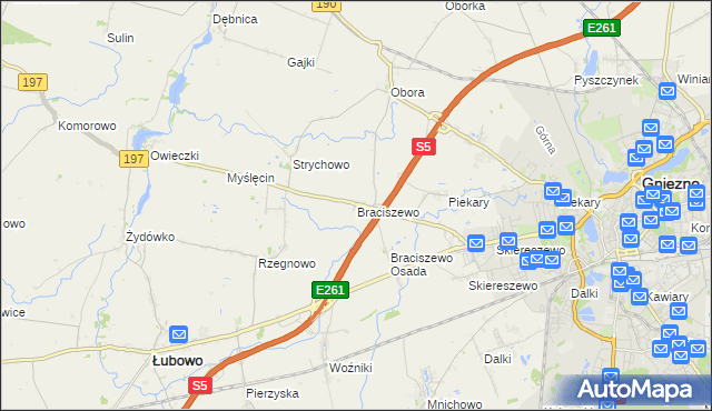 mapa Braciszewo, Braciszewo na mapie Targeo