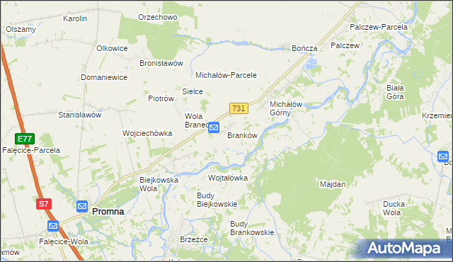 mapa Branków, Branków na mapie Targeo