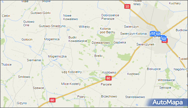 mapa Brelki, Brelki na mapie Targeo