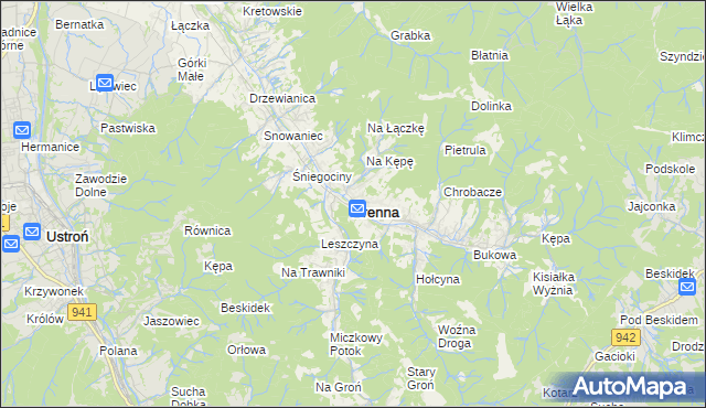 mapa Brenna, Brenna na mapie Targeo