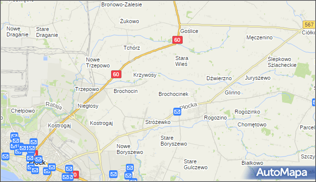 mapa Brochocinek gmina Radzanowo, Brochocinek gmina Radzanowo na mapie Targeo