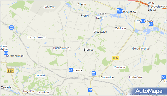 mapa Bronice gmina Nałęczów, Bronice gmina Nałęczów na mapie Targeo