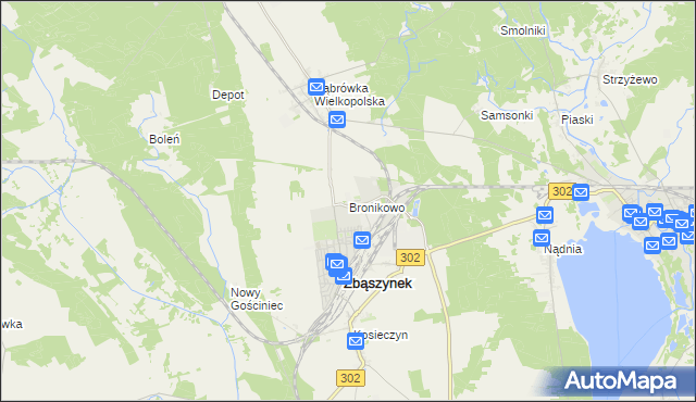 mapa Bronikowo gmina Zbąszynek, Bronikowo gmina Zbąszynek na mapie Targeo