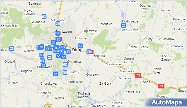 mapa Bronina, Bronina na mapie Targeo