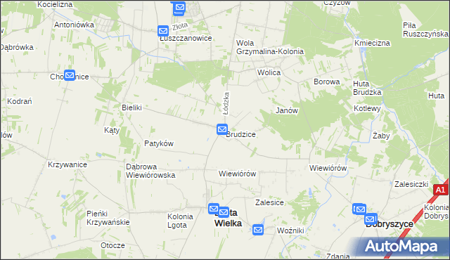 mapa Brudzice, Brudzice na mapie Targeo