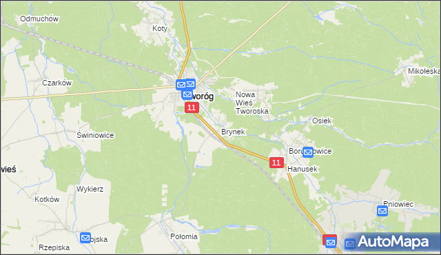 mapa Brynek, Brynek na mapie Targeo