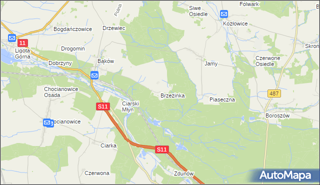 mapa Brzezinka gmina Kluczbork, Brzezinka gmina Kluczbork na mapie Targeo