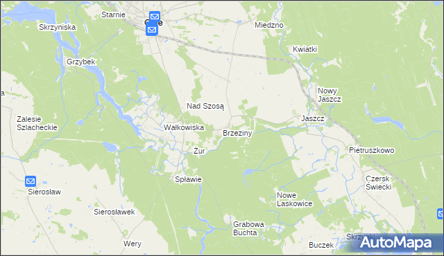 mapa Brzeziny gmina Osie, Brzeziny gmina Osie na mapie Targeo