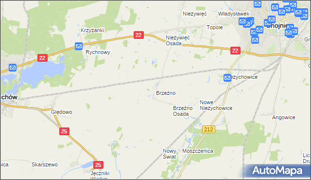mapa Brzeźno gmina Człuchów, Brzeźno gmina Człuchów na mapie Targeo