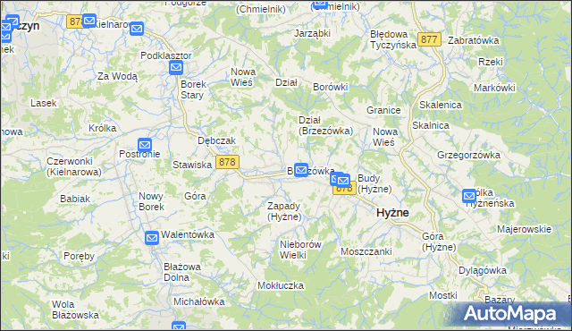 mapa Brzezówka gmina Hyżne, Brzezówka gmina Hyżne na mapie Targeo