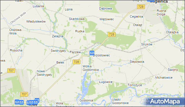 mapa Brzostowiec, Brzostowiec na mapie Targeo