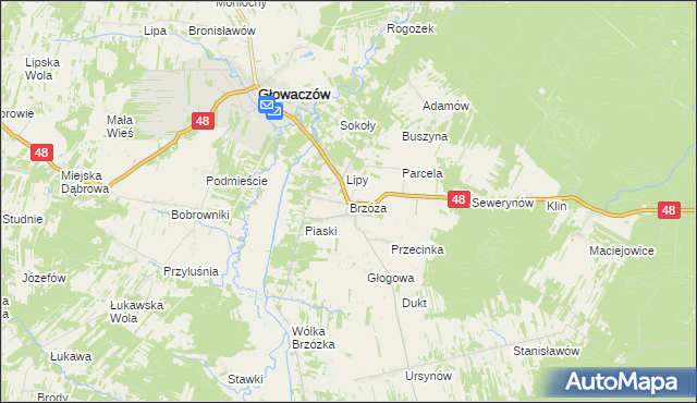 mapa Brzóza, Brzóza na mapie Targeo