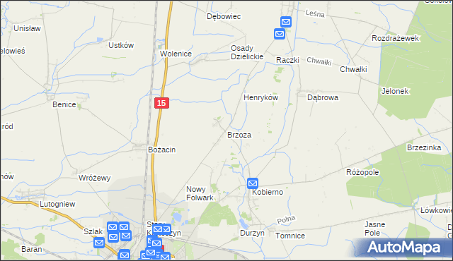 mapa Brzoza gmina Krotoszyn, Brzoza gmina Krotoszyn na mapie Targeo