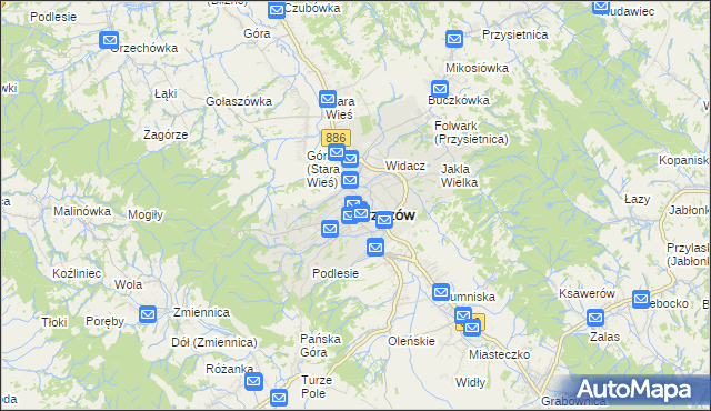 mapa Brzozów, Brzozów na mapie Targeo