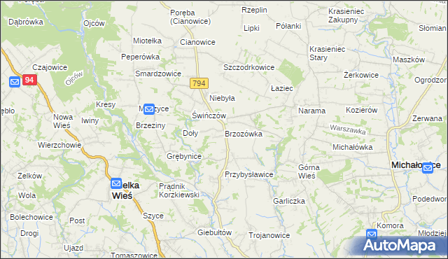mapa Brzozówka gmina Zielonki, Brzozówka gmina Zielonki na mapie Targeo