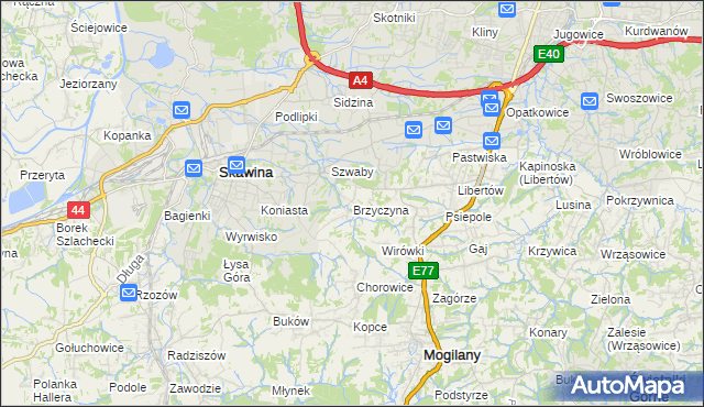 mapa Brzyczyna, Brzyczyna na mapie Targeo