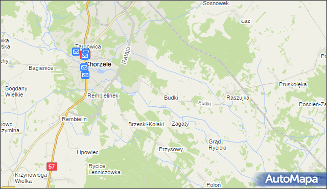 mapa Budki gmina Chorzele, Budki gmina Chorzele na mapie Targeo